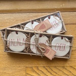 Rae Dunn Christmas Ornaments- 2 packs with 3 ornaments each